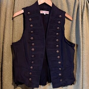 Free People Black Military Style Vest